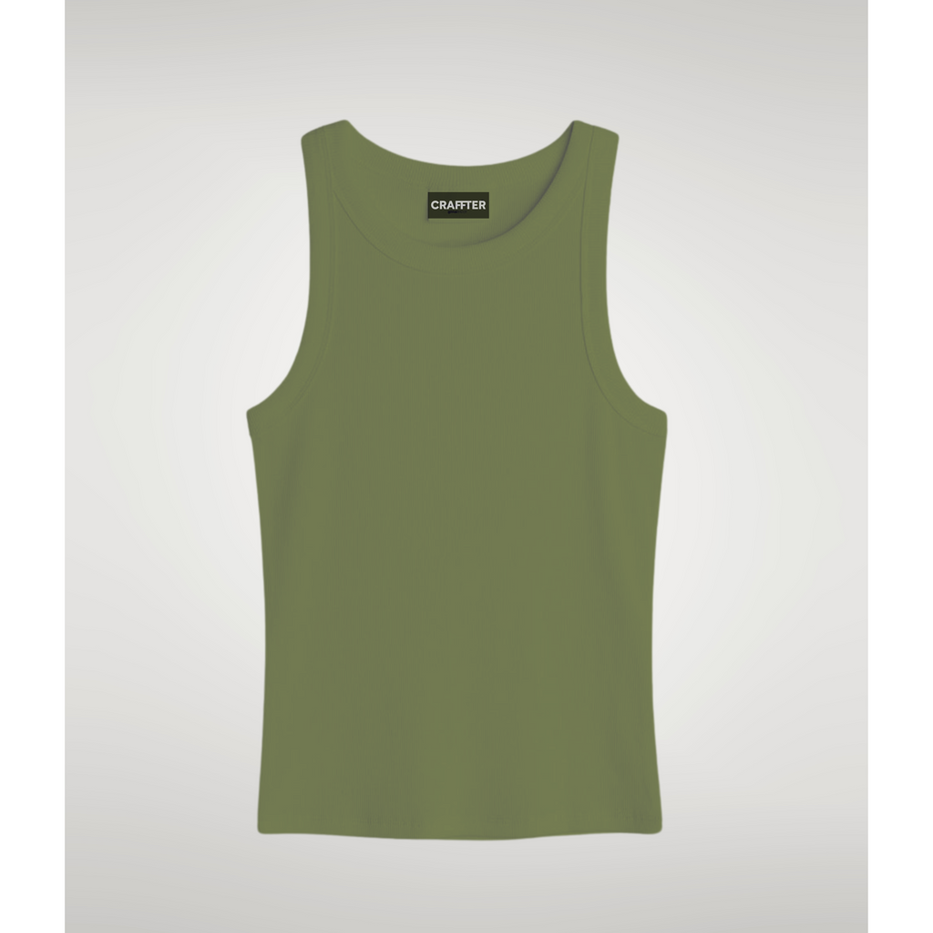 RIBBED TANK TOP VERDE MILITAR