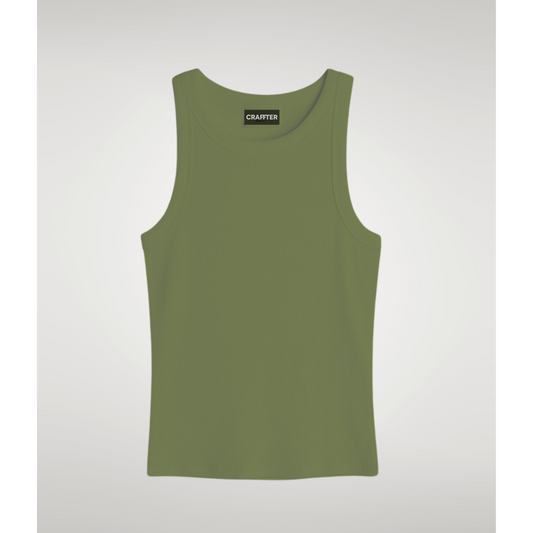 'RIBBED TANK TOP' VERDE MILITAR