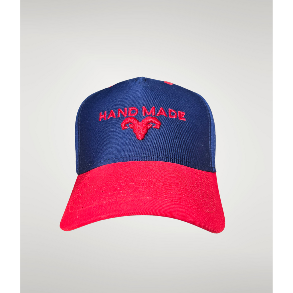 GORRA HAND MADE AZUL Y ROJO