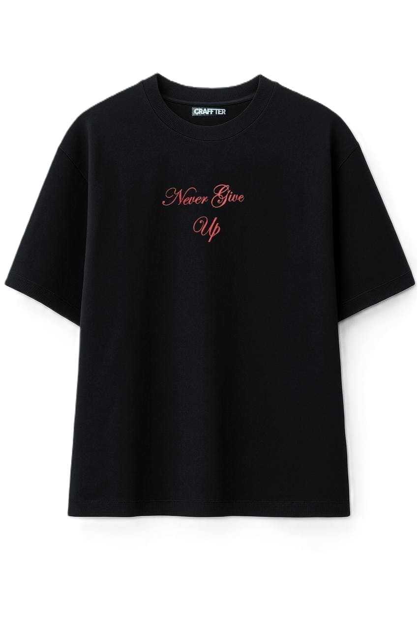 CAMISETA NEVER GIVE UP NEGRO